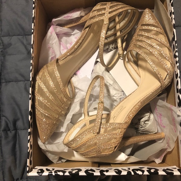 NIB Anne Michelle RiseUp glitter gold heels - Picture 2 of 6